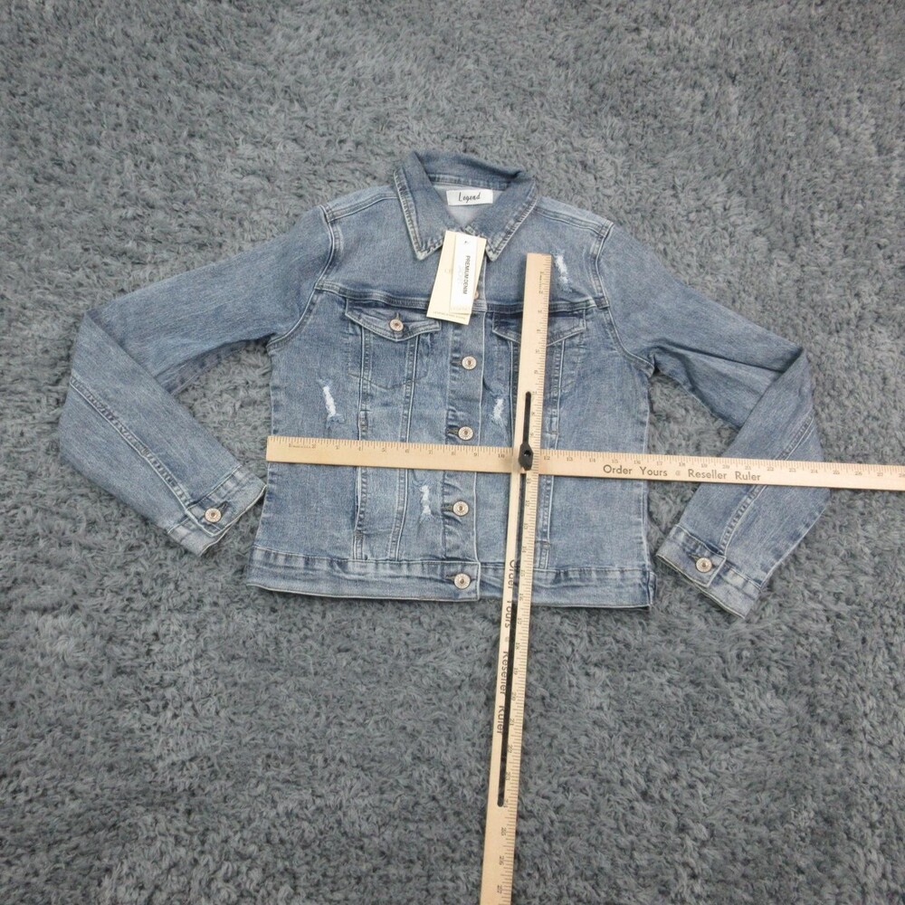 Legend Premium Denim Jacket Womens Small Light Wash Distressed NWT - Picture 5 of 16
